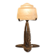 Lampe Art déco signée Müller frères en fer forgé et verre moulé