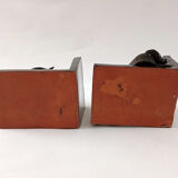 Black ceramic bookends horses