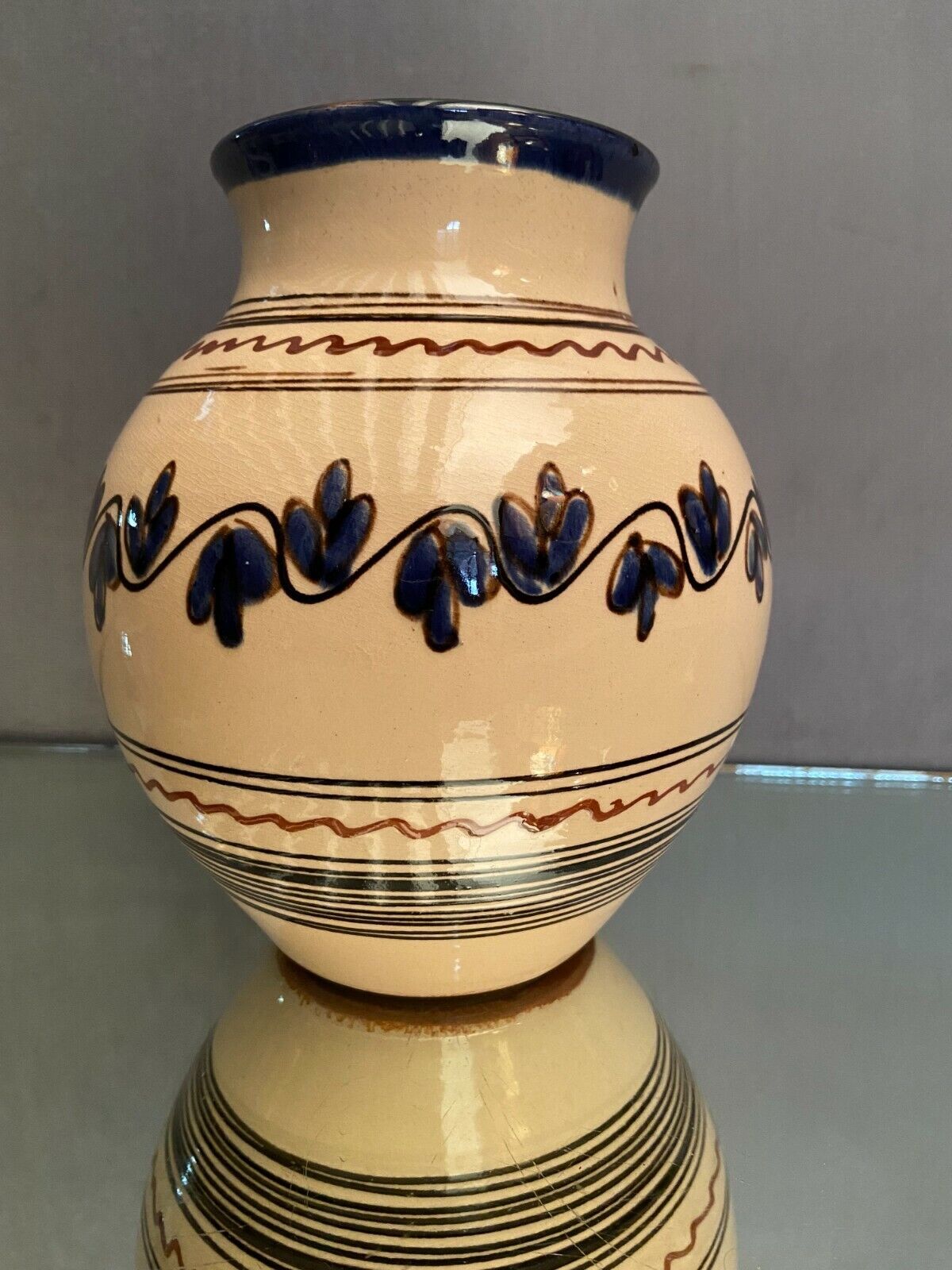 Glazed terracotta vase decorated with Savoy vegetable frieze