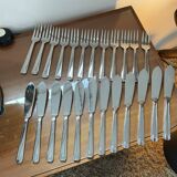Stainless fish cutlery, 12 knives and 12 forks