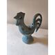 Flower holder in earthenware "rooster" blue shades