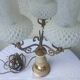 Florentine Italy ceramics - 3 arms of golden metal light - glass tulip