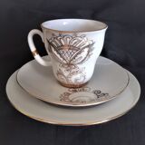 Lomonosov 29-piece porcelain coffee set, cast patterns enhanced with 24k gold