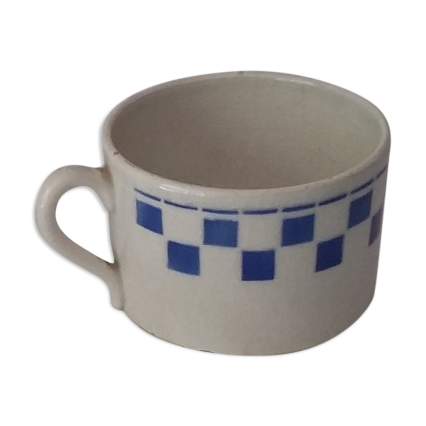 Blue checkerboard cup