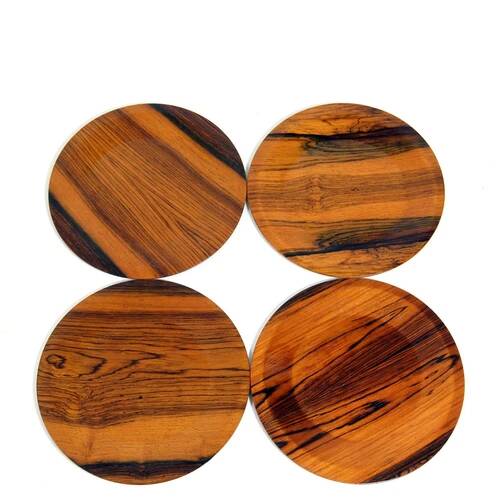 Set of 4 Retro Vintage Danish Rosewood Dinner Plates Camping Mid Century 60s 70s
