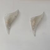 Paire d'appliques vintage moulé pressé, verre de Murano, Italie, 1980