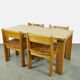 🟡 Vintage pine brutalist dining table chairs, Ate van APELDOORN, 1970s