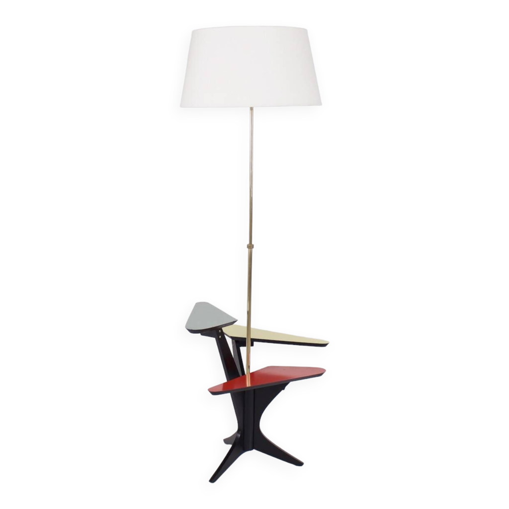 Lampadaire Vintage Formica - Sellette Bout De Canapé - Hauteur 150 Cm
