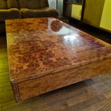 Italian design coffee table in burl wood by Roche Bobois, 1970s.