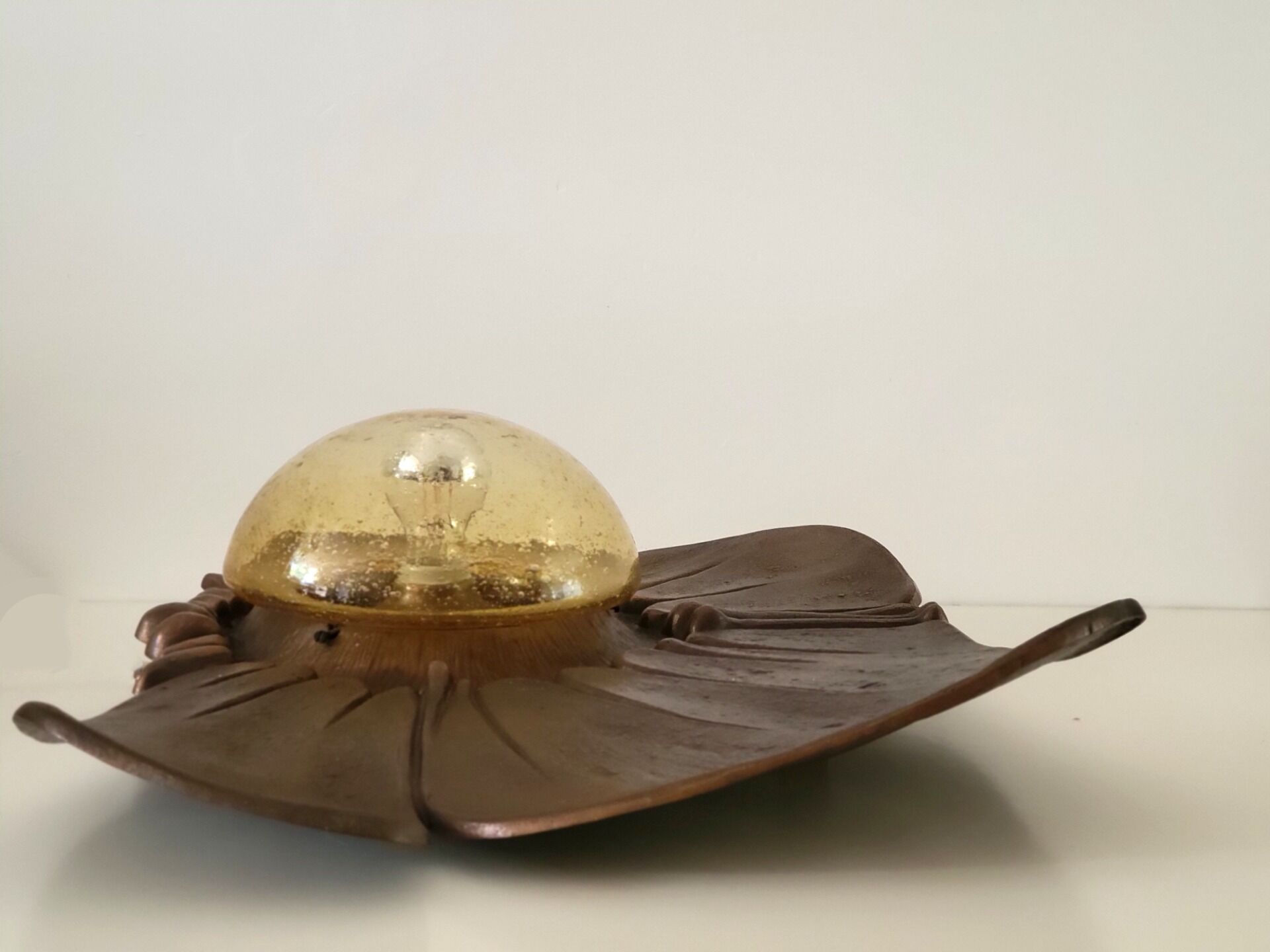 Monumental sculptural bronze wall or table lamp, 1960