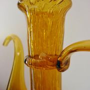Blown glass carafe from Biot, amber, bubbled, vintage 70s