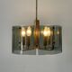 Grey glass chandelier with a brass body, 1960, Italy