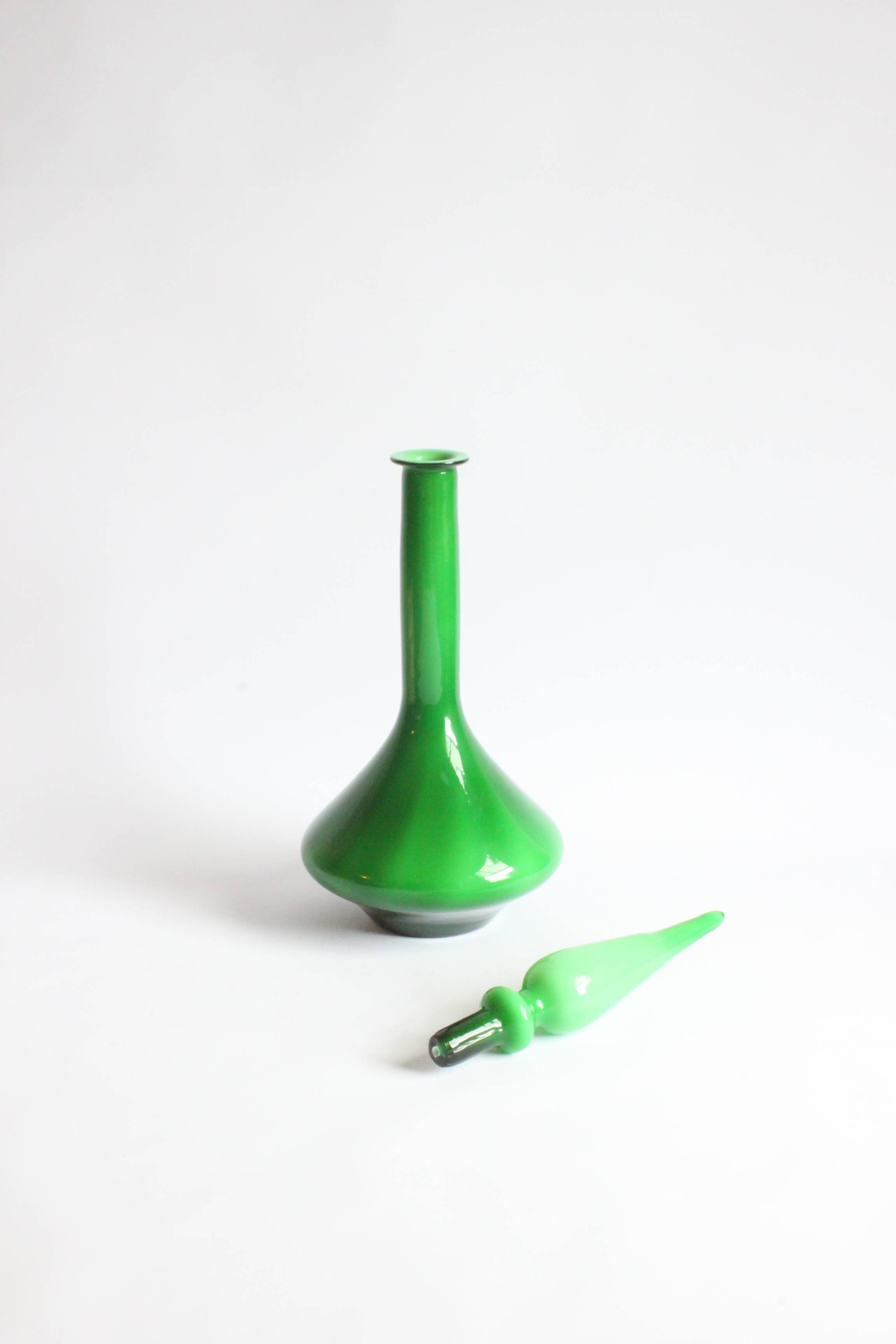 Cased Glass Genie Bottle, Empoly 1970s