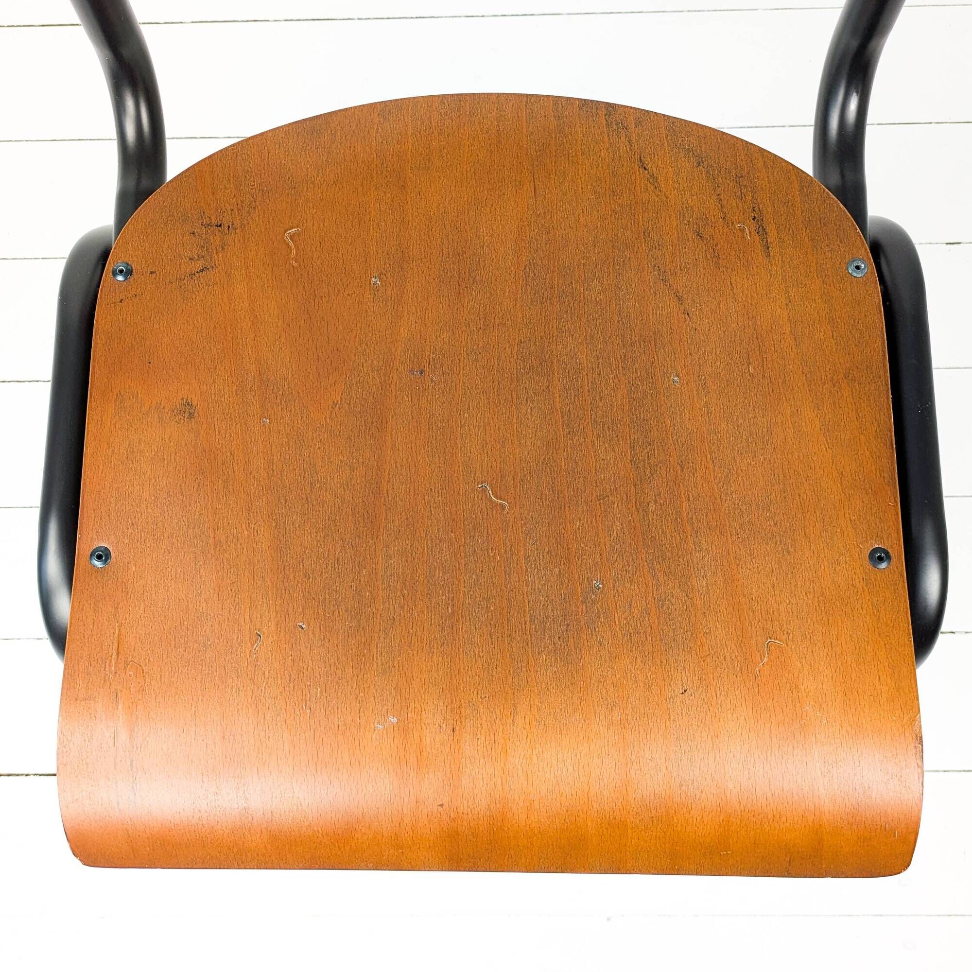 Chaise vintage bois noir métal Chaise d'école Mid Century Chaise de salle à
