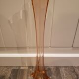 Soliflore vintage en verre rose pied en étoile