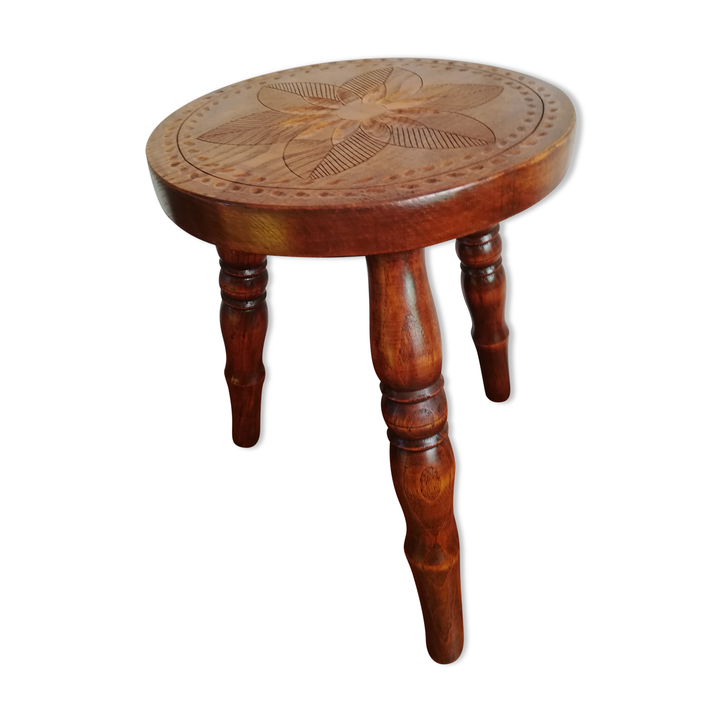 Tabouret bois sculpté