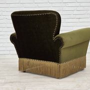1970s, Danish lounge chair, low, furniture velour, ash wood legs.