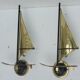 Pair of vintage sconces Sailboats in brass marine décor