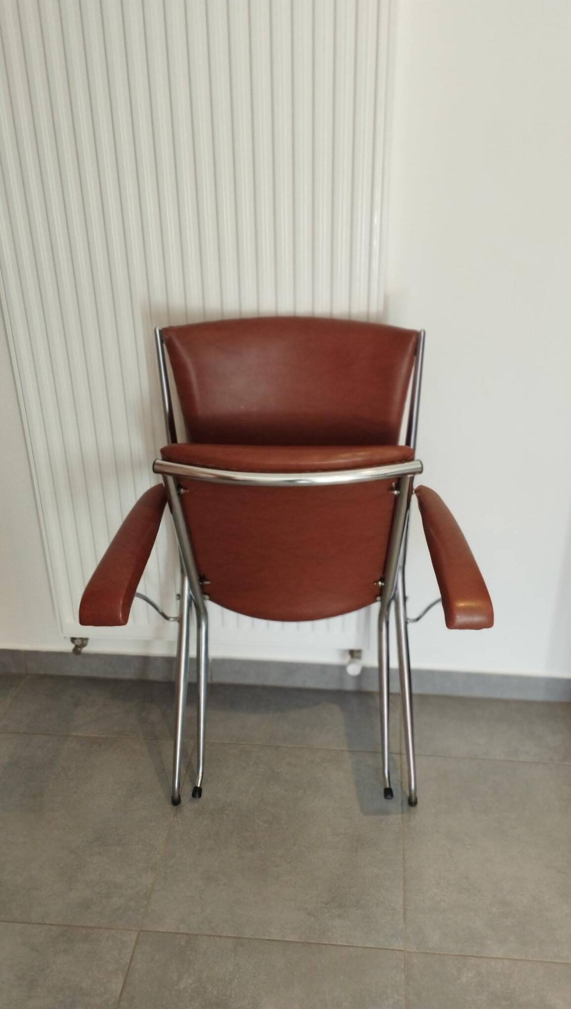 Folding chair attributed to A. Monpoix, modernist design, mid-century, vintage.