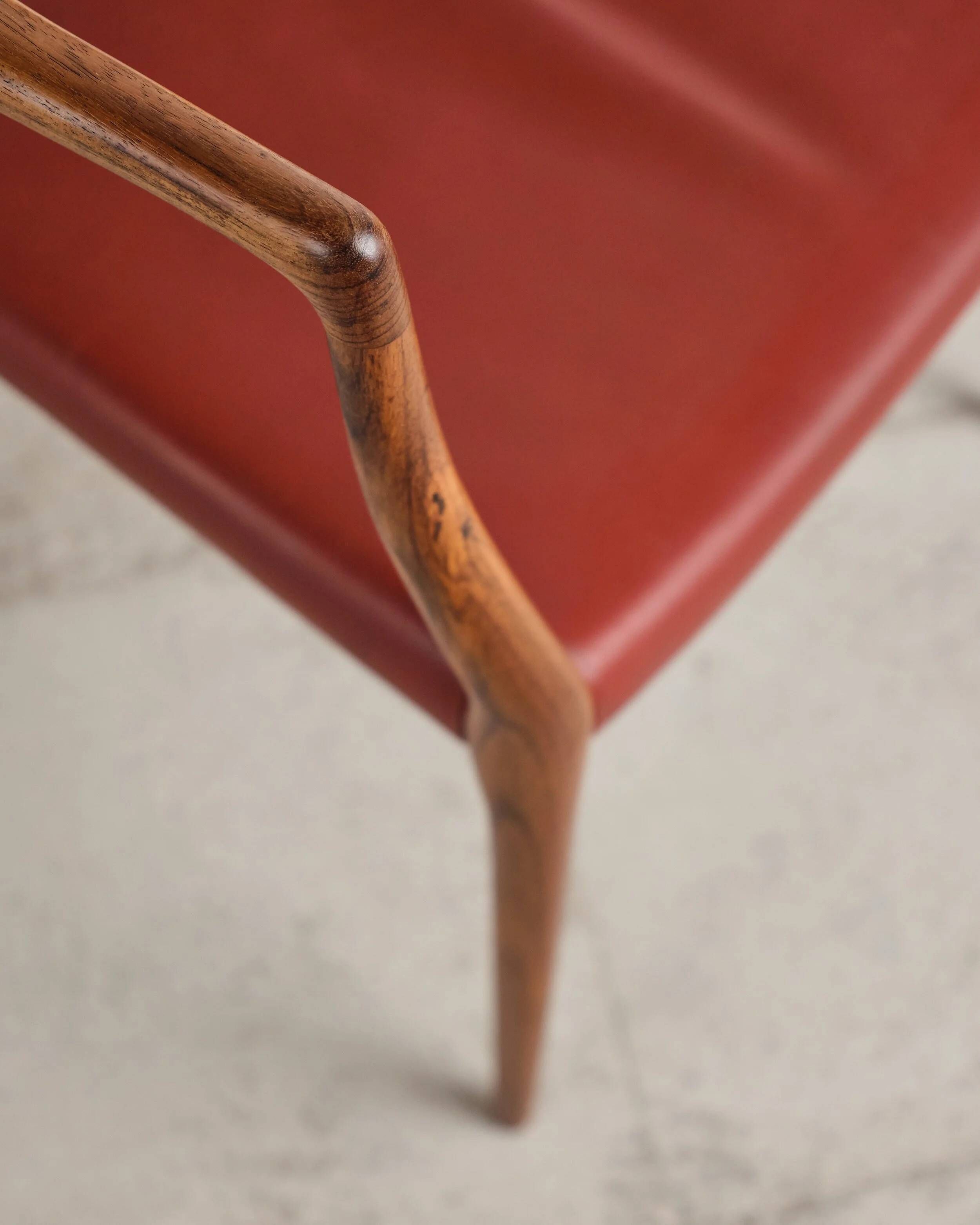 Armchair model 65 in oak and leather by Niels O. Møller, Denmark, 1960s.