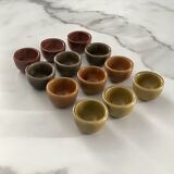 Set of 12 small multi-colored ceramic candle holders