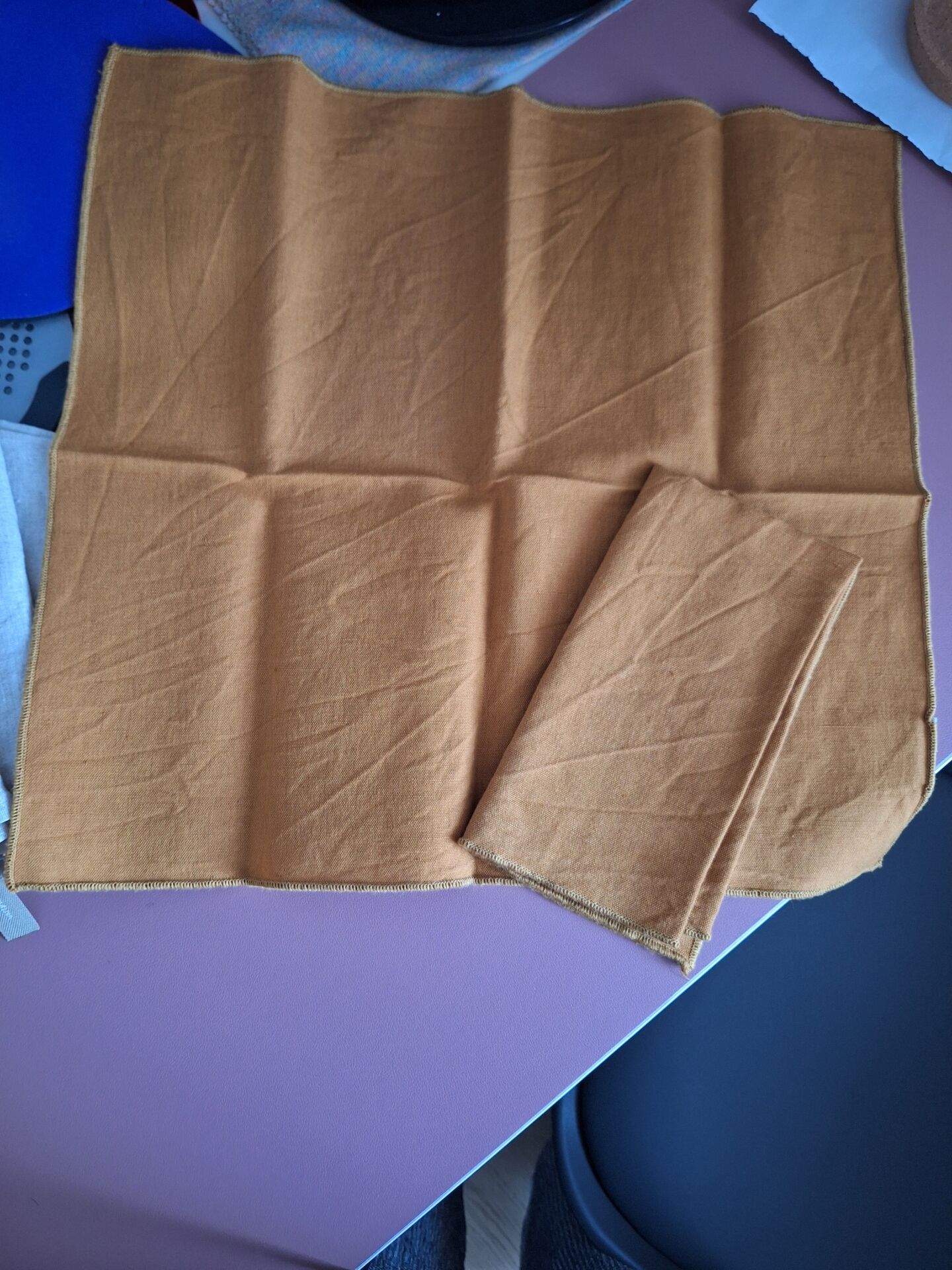 Lot de 2 serviettes de table en coton et lin Bouchara couleur camel ne