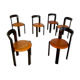 6 wooden chairs and imitation leather design Bruno Rey for Dietiker vintage year 60
