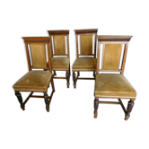 Series of 4 solid oak chairs from the end of the 19th century
