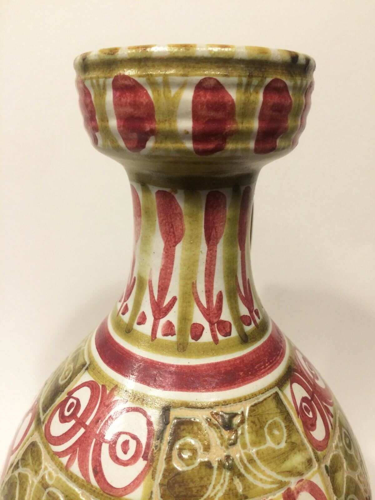 André Horellou Keraluc enamelled sandstone pitcher in modernist style