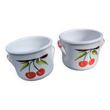 2 terrine pots deco cherries Vintage