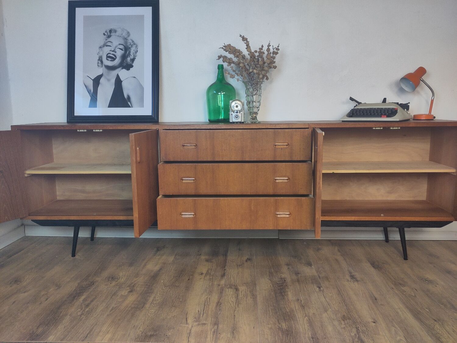 Scandinavian teak and metal sideboard