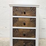 Small chest of drawers with 4 drawers, carved wood