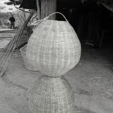 Set of 12 natural suspension wicker rigid