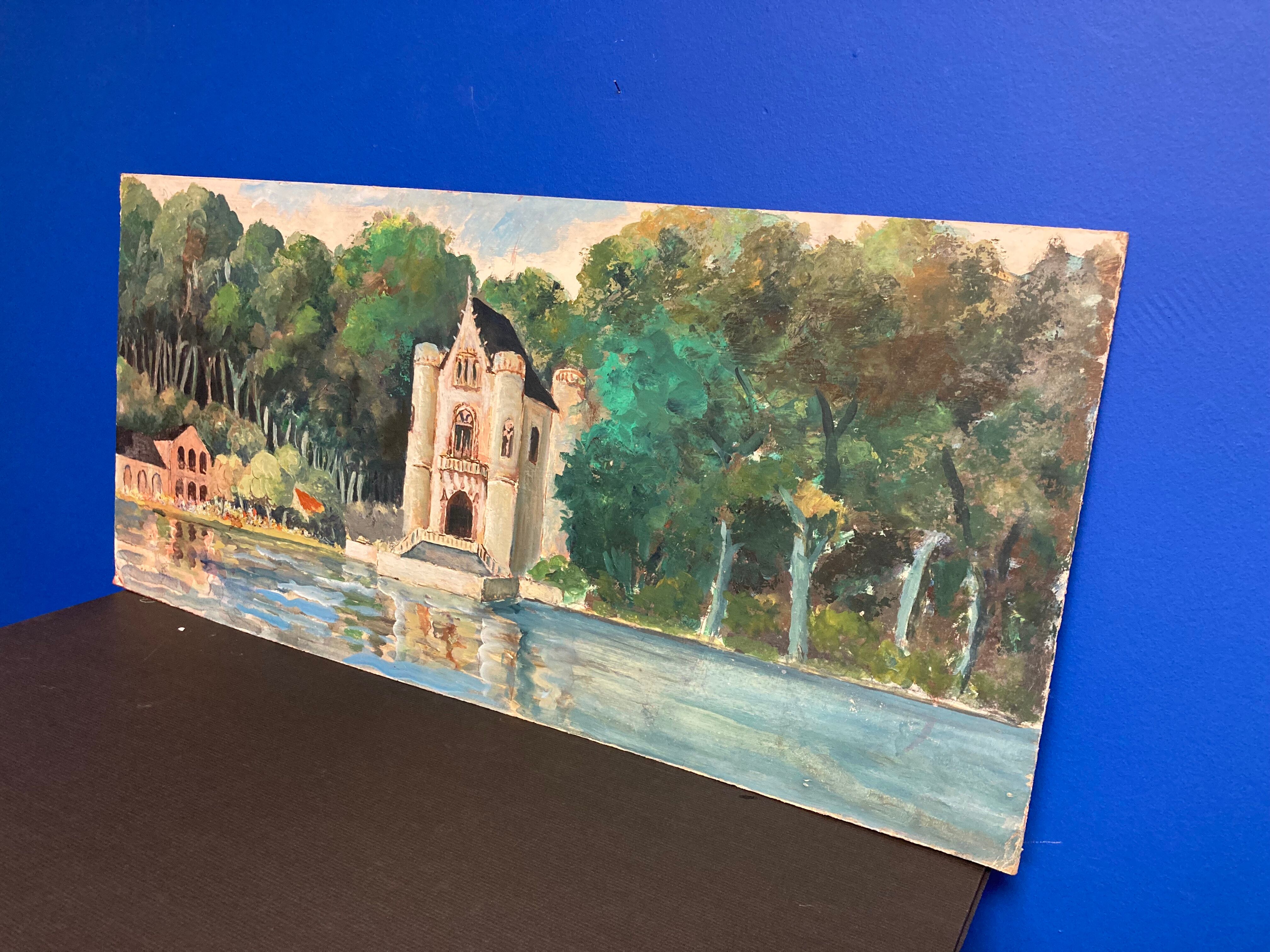 Oil painting on vintage cardboard