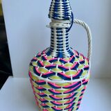 Scoubidou bottle with blue pink and yellow handle 70s
