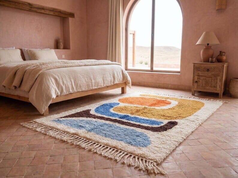 Large natural wool rug 200x300 cm