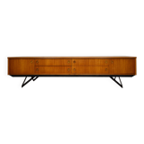 Low Scandinavian teak sideboard Metal