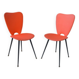 Set of 2 red leatherette chairs from the 1960s
