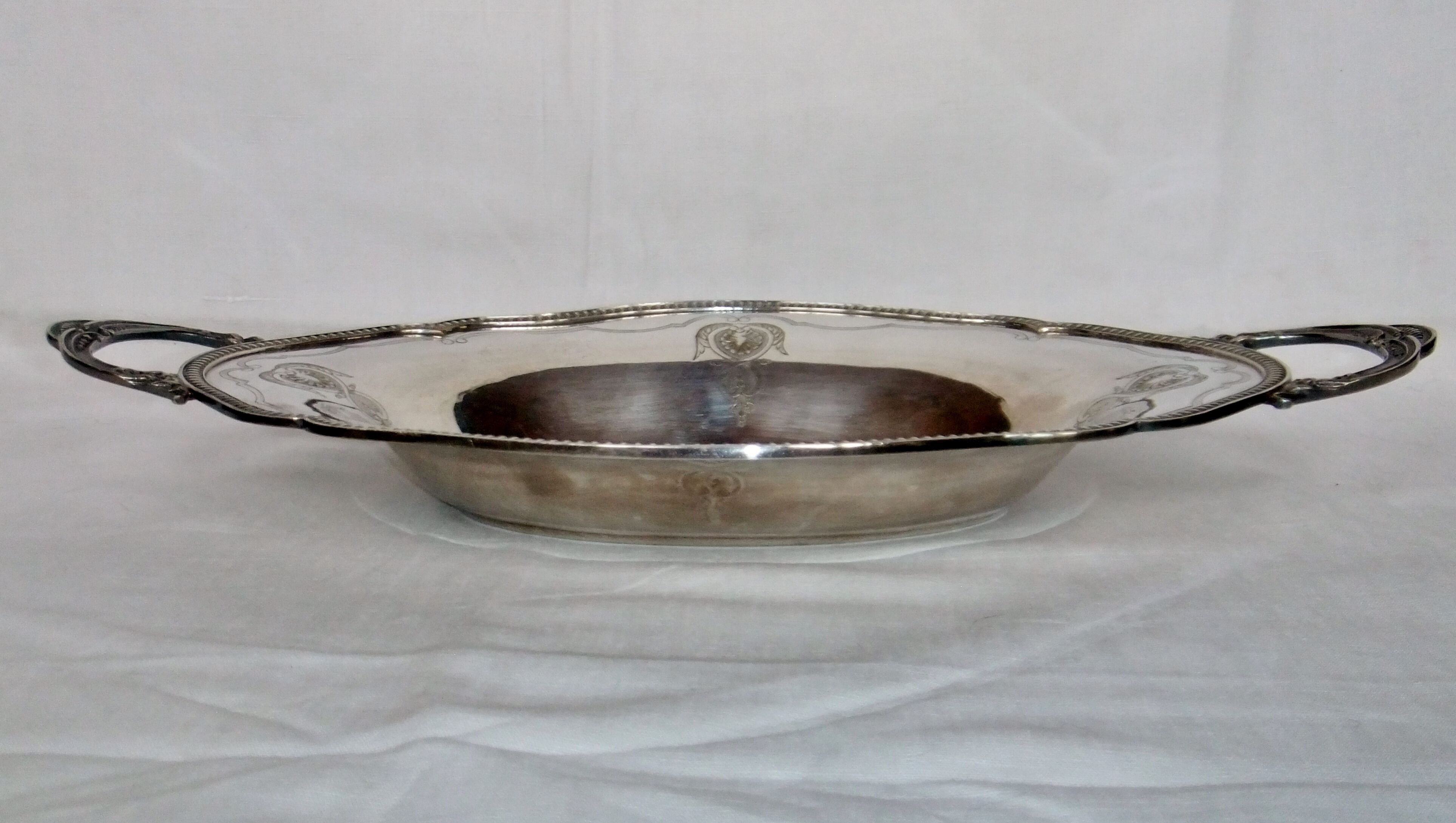 Service silver metal punch bird Phoenix tray handle