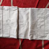Antique hand embroidered linen 1 sheet 2 pillowcases 1 bolster cover