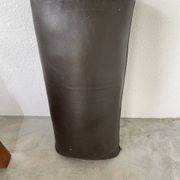Fauteuil moderniste bois exotique et cuir