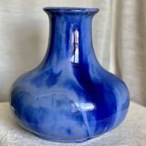 Grand vase Grés flammé bleu vintage 1930