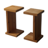 Pair of Scandinavian Modern, Brutalist Night Stands in Solid Pine, 1970s