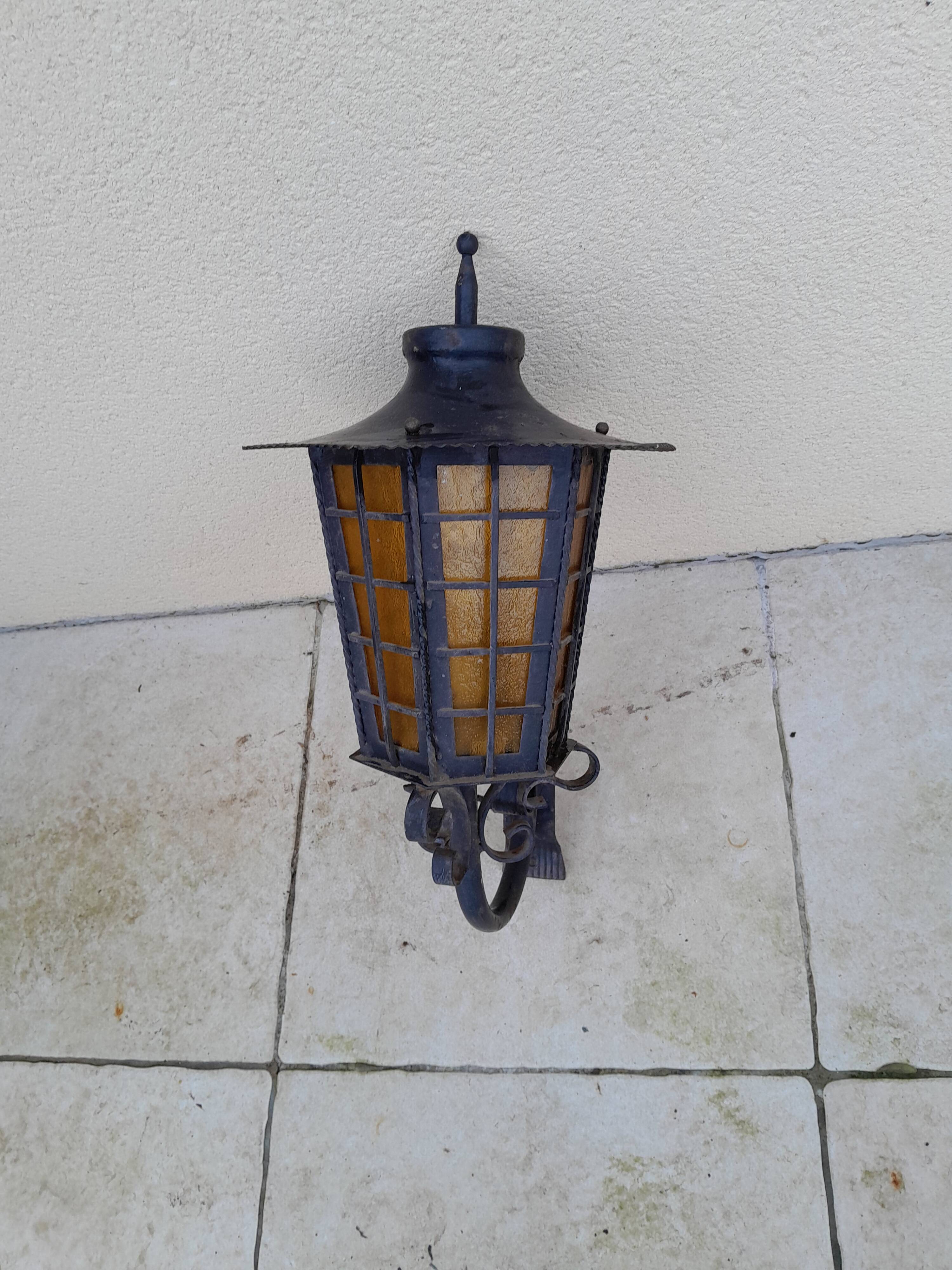 Ancienne lanterne potence extérieur fer forger