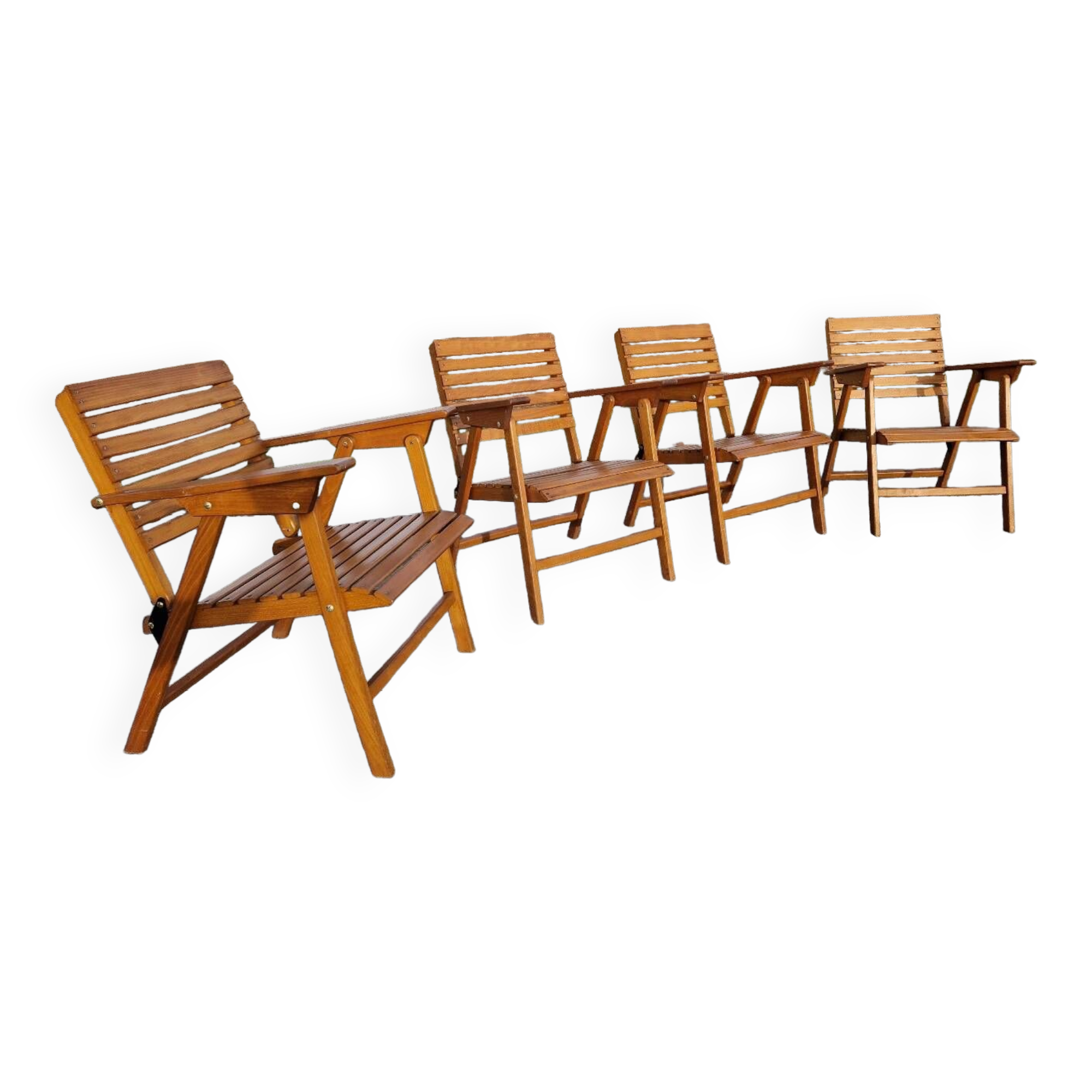 Set of 4 vintage folding armchairs