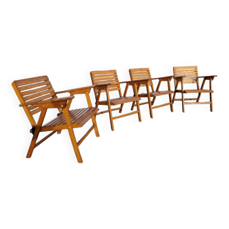 Set of 4 vintage folding armchairs