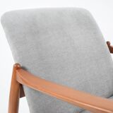 Original restored vintage armchair, designer E. Homma, grey fabric