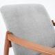Fauteuil vintage restauré d’origine designer E. Homma, tissu gris