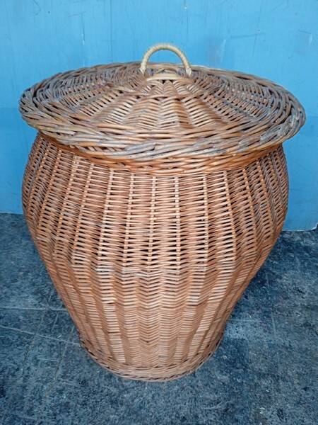 Basket 57cm woven rattan pot shape