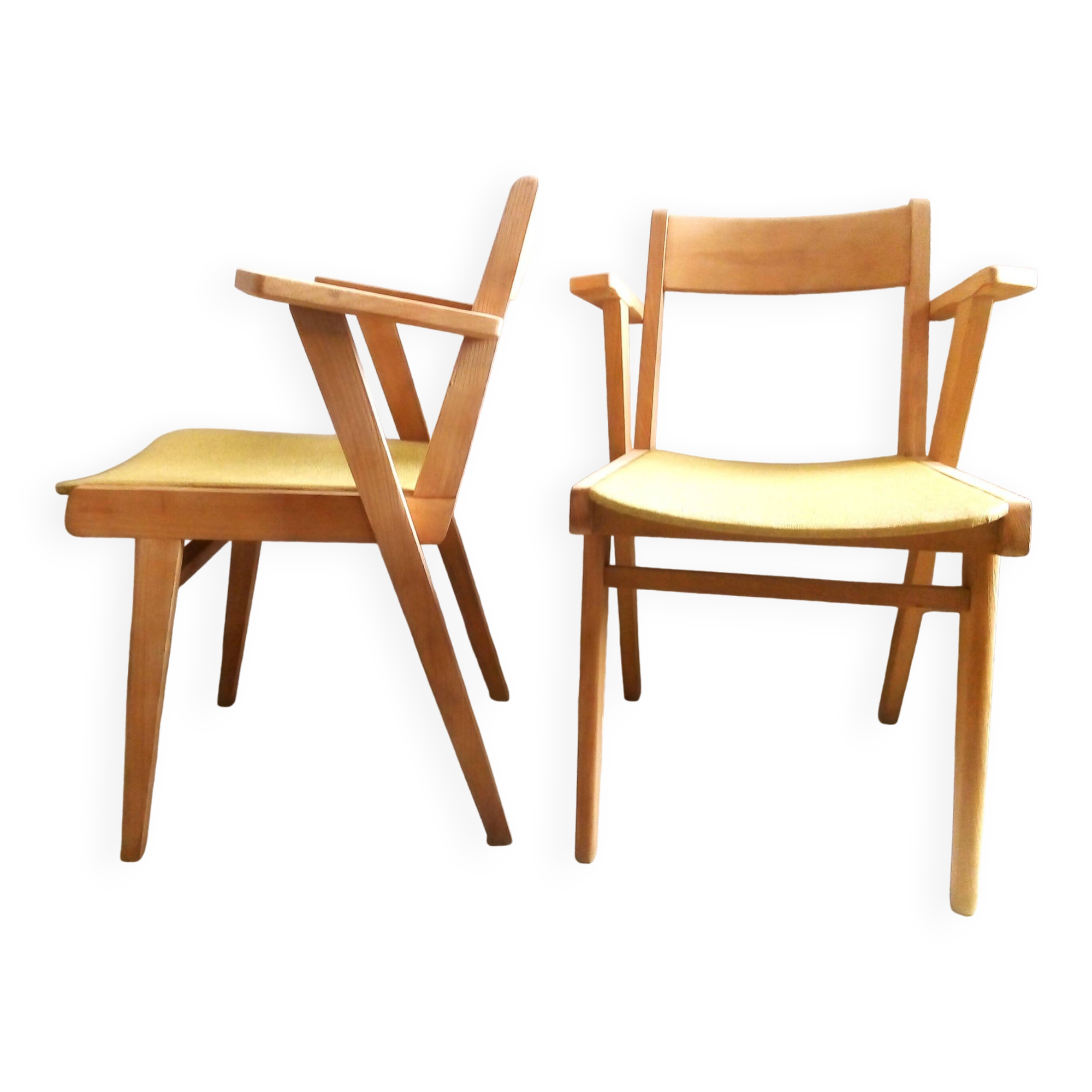 Pair of vintage 1950 sandblasted bridge armchairs